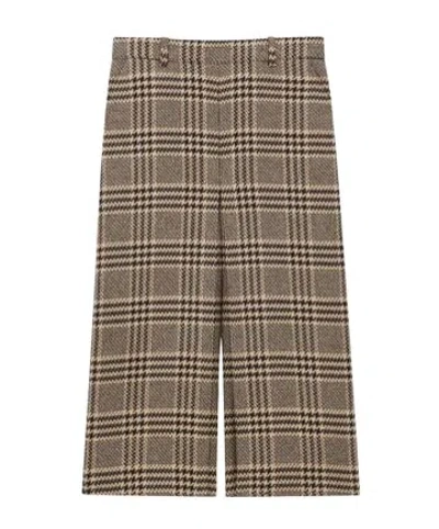 Saint Laurent Culottes In Prince Of Wale Silk And Cashmere In Brown