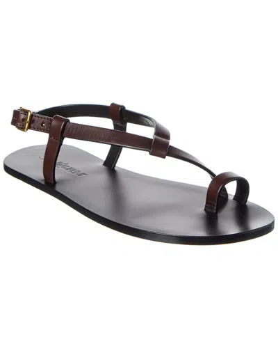 Saint Laurent Culver Leather Sandal In Brown