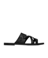 Saint Laurent Culver Leather Slides In Black