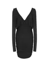 Saint Laurent Black Mini Dress With Cowl Back In Viscose In Black