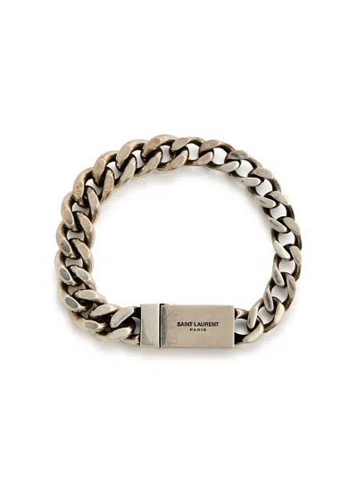 Saint Laurent Curb Chain Bracelet In Silver