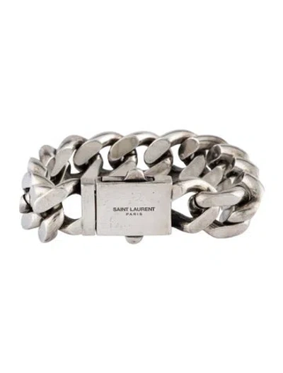 Pre-owned Saint Laurent Curb Chain Link Bracelet, 6.25" In Multi