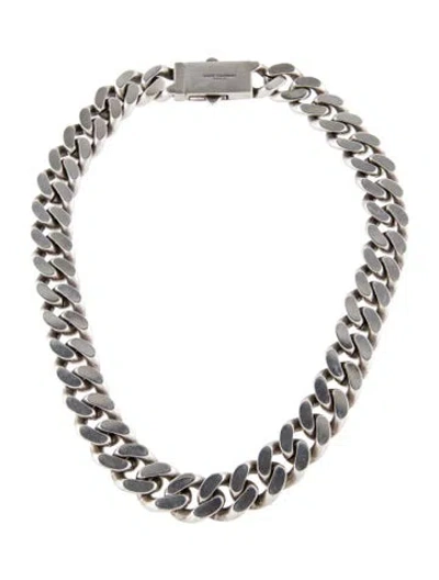 Pre-owned Saint Laurent Curb Chain Necklace, 18" In Multi