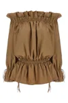 Saint Laurent Curled Dress Dresses Beige In Green