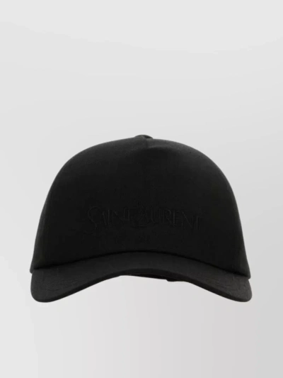 Saint Laurent Logo Gabardine Baseball Cap In Black