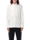 Saint Laurent Classic Relaxed Fit Smoking Shirt In Bianco