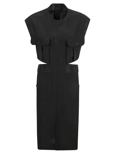 Saint Laurent Cut-out Oversized Crewneck Dress In Black