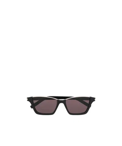 Saint Laurent Cut Frames Sunglasses In Black