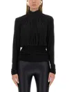 Saint Laurent Viscose Gathered Blouse In Black