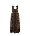 Saint Laurent Cut-out Leopard-print Midi Dress In Black