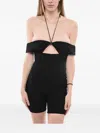 Saint Laurent Short Jumpsuit With Cutout And Rhinestones Detail In Black