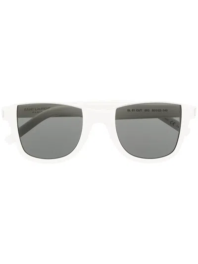 Saint Laurent Cut-away Square-frame Sunglasses In White
