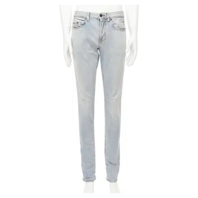 Pre-owned Saint Laurent D02 Black Smudge Paint Blue Distressed Washed Jeans 30"