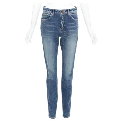 Pre-owned Saint Laurent D05 Washed Blue Classic Mid Waist Tapered Jeans 29"