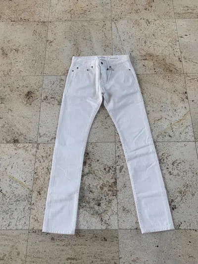 Pre-owned Saint Laurent D14 Embroidered Pocket Denim In White