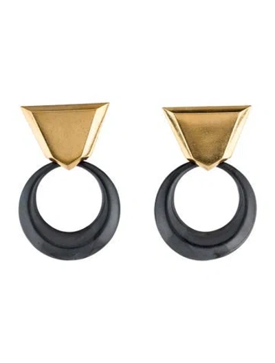 Pre-owned Saint Laurent Dangle Knocker Earclip Earrings In Gray