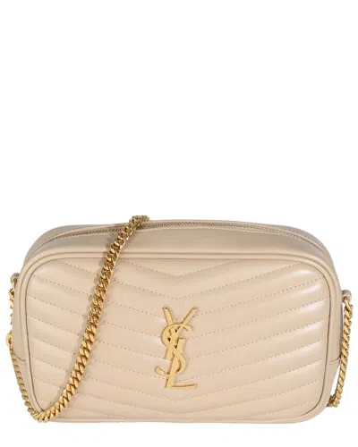 Saint Laurent Dark Beige Chevron Calfskin Mini Lou Crossbody (authentic Pre-  Loved)