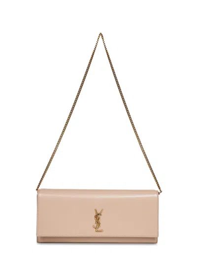 Saint Laurent Dark Beige Kate Clutch With Shoulder Strap In Sand