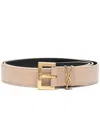 SAINT LAURENT DARK BEIGE LOGO BELT FOR WOMEN