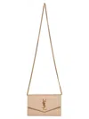 Saint Laurent Dark Beige Uptown Chain Wallet In Sand