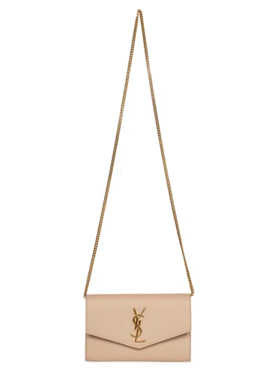 Saint Laurent Dark Beige Uptown Chain Wallet In Sand