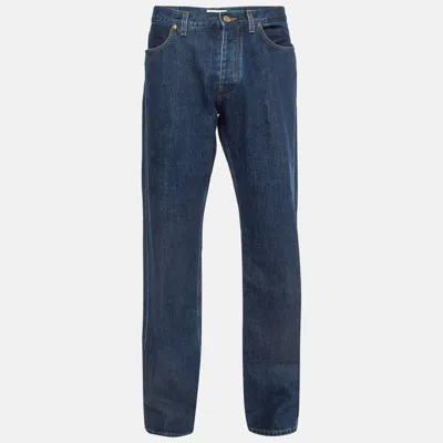 Pre-owned Saint Laurent Dark Blue Denim Straight Leg Jeans Xxl Waist 38"