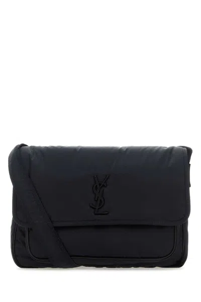Saint Laurent Dark Blue Nylon Niki Crossbody Bag In Black