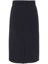 Saint Laurent Striped-wool Pencil Skirt In Dark Blue