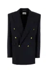 Saint Laurent Wool Blazer With Structured Shoulders And Gold Buttons