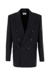 Saint Laurent Wool Blazer Double-breasted Chest Pocket In Blue