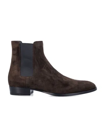 Saint Laurent Dark Brown Chelsea Boots