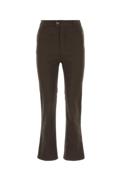 SAINT LAURENT DARK BROWN COTTON PANT