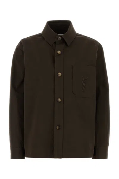 Saint Laurent Dark Brown Gabardine Shirt