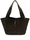 Saint Laurent Dark Brown Le 5 A 7 Bea Tote In Brown