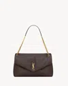 Saint Laurent Dark Brown Leather Big Calypso Shoulder Bag In Brown