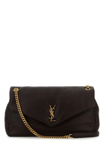 Saint Laurent Dark Brown Leather Big Calypso Shoulder Bag