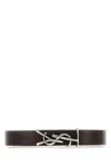 Saint Laurent Dark Brown Leather Cassandre Bracelet
