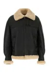 Saint Laurent Leather Jacket With Shearling Collar In Dark Brown