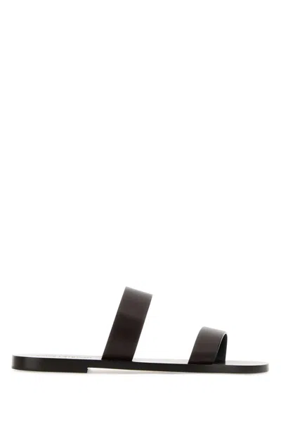 Saint Laurent Pepe Leather Sandals In Brown