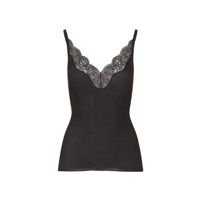 SAINT LAURENT SAINT LAURENT DARK BROWN SILK TANK TOP