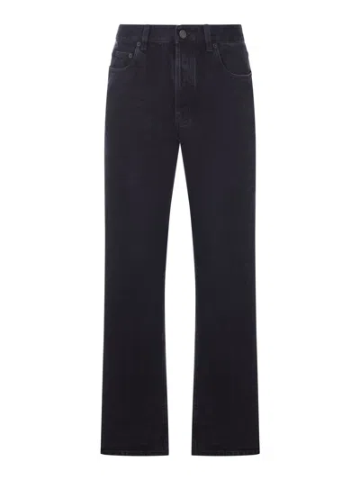 Saint Laurent Dark Denim Bootcut Jeans In Black