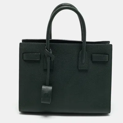 Pre-owned Saint Laurent Dark Green Leather Baby Classic Sac De Jour Tote