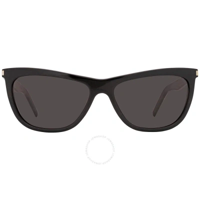 Saint Laurent Dark Grey Cat Eye Ladies Sunglasses Sl 515 001 58 In Black / Dark / Grey