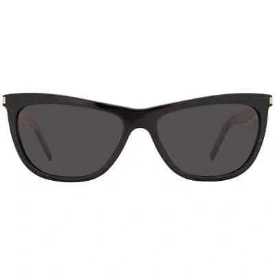Pre-owned Saint Laurent Dark Grey Cat Eye Ladies Sunglasses Sl 515 001 58 Sl 515 001 58 In Gray