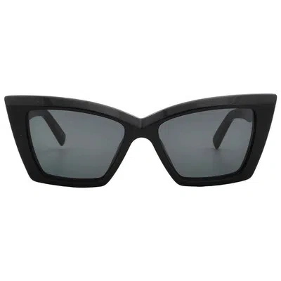 Pre-owned Saint Laurent Dark Grey Cat Eye Ladies Sunglasses Sl 657 001 54 Sl 657 001 54 In Gray