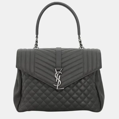Pre-owned Saint Laurent Dark Grey Monogram College Bag