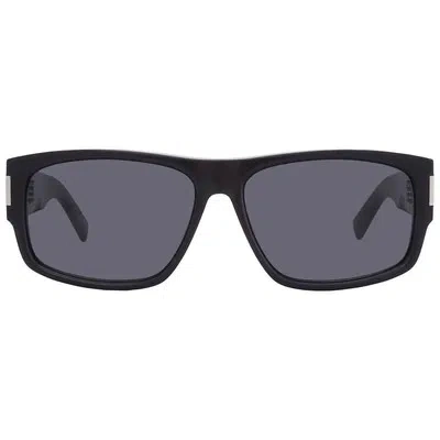 Pre-owned Saint Laurent Dark Grey Rectangular Men's Sunglasses Sl 689 001 59 In Gray