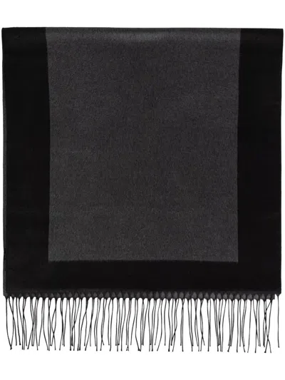 Saint Laurent Dark Grey Silk Scarf In Black