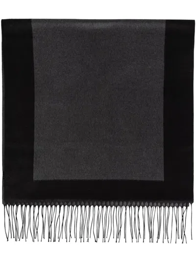 Saint Laurent Cassandre Jacquard Silk Scarf In Dark Grey In Gray
