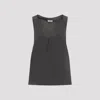 Saint Laurent Scoop-neck Silk Tank Top In Dark Grey